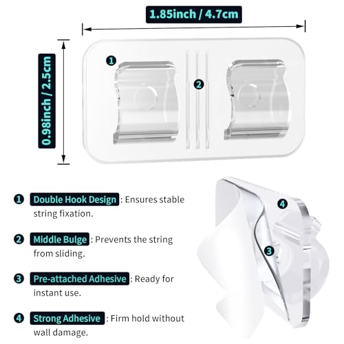 30-Pack Outdoor String Light Hooks, Waterproof Heavy Duty Adhesive Clips