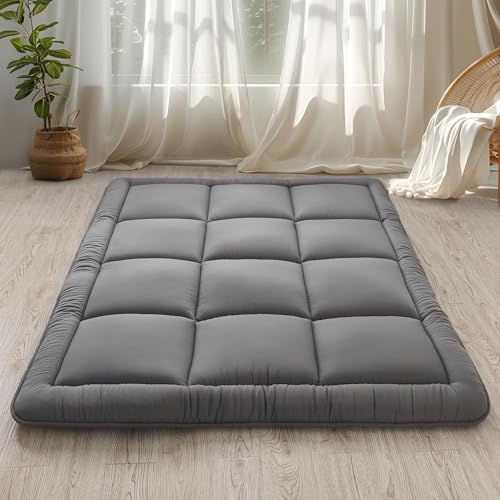 Japanese Floor Mattress, 3" Shredded Memory Foam Twin Futon Bed - Grey
