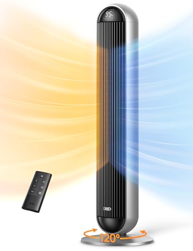 Tower Fan and Heater Combo 42 Inch All-Season Standing Fan with Remote