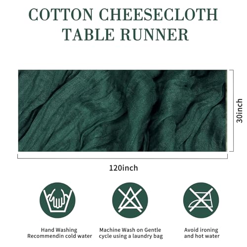 Herda 10 Pack 10ft Emerald Green Christmas Cheesecloth Table Runners - Wedding & Party Decor