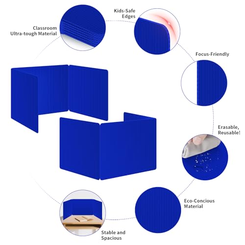 6-Pack Desk Privacy Dividers for Students - Durable Waterproof Study Board