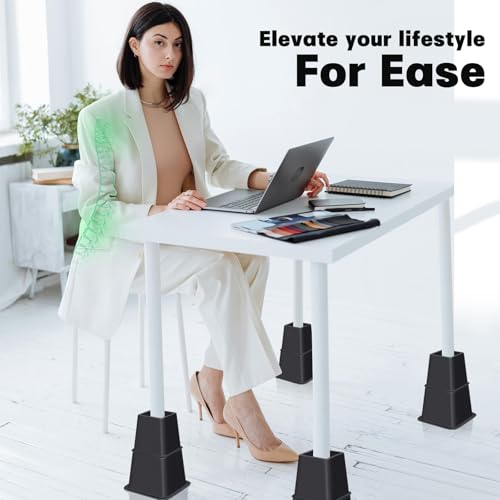 Heavy Duty Bed Risers - Adjustable 3, 5, 8 Inch Elevation (8 Pack)