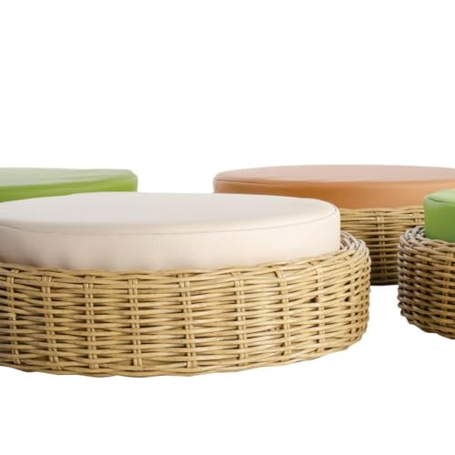 Washable Synthetic Rattan Poufs for Kids - Set of 4