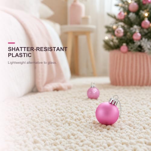 Pink Mini Christmas Ornaments Pack of 24 - 1.18 Inch Shatterproof Holiday Decor