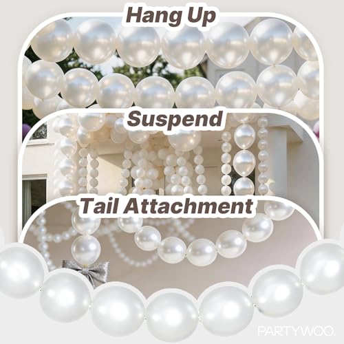 6 Inch Pearl White Linking Balloons - 100 Pack Latex Party Decorations