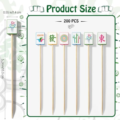 Aodaer Mahjong Cocktail Picks - 200 Bamboo Toothpicks for Appetizers & Drinks