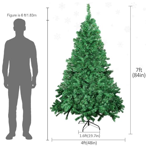 7ft Artificial Christmas Tree with 1000 PVC Tips & Foldable Metal Stand