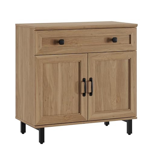 Farmhouse Buffet Sideboard Cabinet with Adjustable Shelves and Drawer