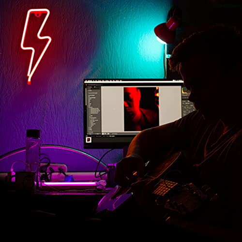 Red Lightning Bolt LED Neon Sign for Bedroom Wall Decor