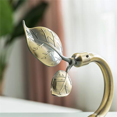 Leaf Shaped Metal Curtain Holdbacks - Wall Mounted Drapery Tiebacks (Set of 2)