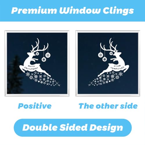 Reusable Christmas Window Clings - Snowflake Village & Santa Scene Decorations