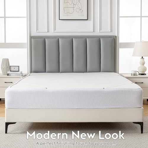 Jacquard Box Spring Cover - Stretchy Wrap Around Bed Skirt, Queen, White