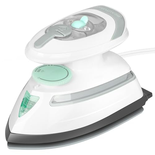 BEAUTURAL Mini Travel Steam Iron, Dual Voltage Portable Iron for Clothes, Sewing and Quilting, White