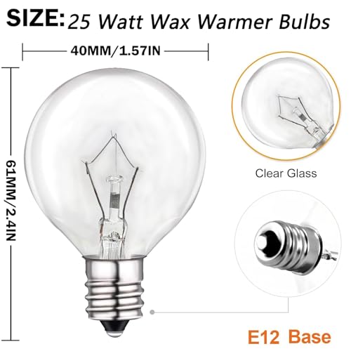 25W Wax Warmer Replacement Bulbs - E12 Candelabra Base, 6 Pack