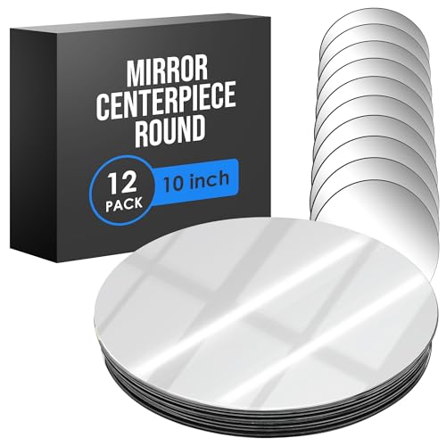 10-Inch Round Mirror Centerpieces for Tables - 12 Pack Glass Mirror Plates