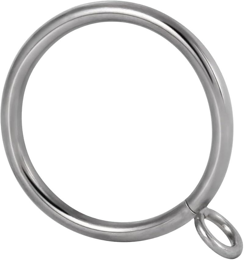 48-Piece Metal Curtain Rings, 1.5-Inch Inner Diameter, Satin Nickel Finish