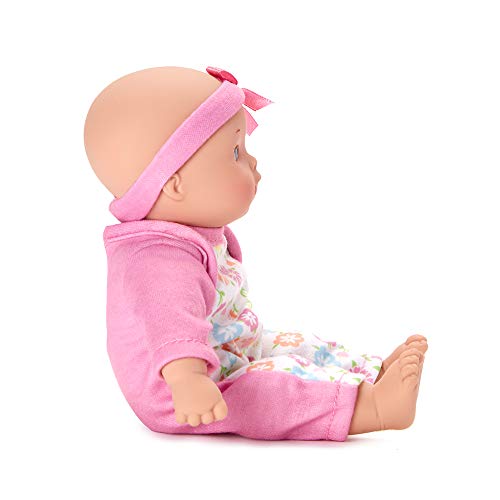8-Inch Soft Body Baby Doll in Pink Striped Sleeper for Toddlers