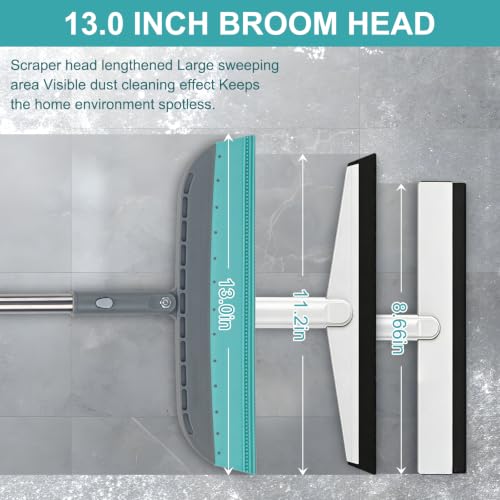 Silicone Floor Squeegee Broom with 59" Long Handle for Water & Pet Hair