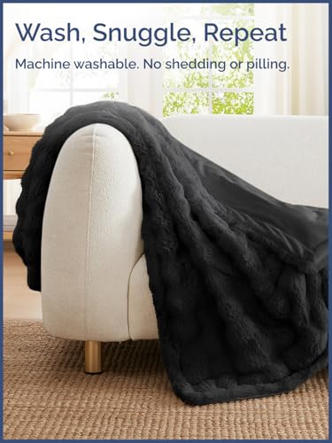 Cozy Black 3D Fleece Bubble Throw Blanket - 90" x 90"