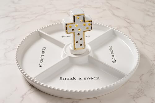Ceramic LED Light-Up Cross Sitter Decorative Tabletop Ornament