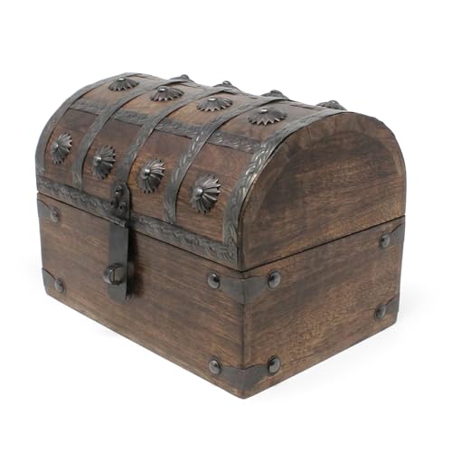 Small Wooden Treasure Chest with Velvet Lining and Antique Lock