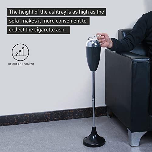 Adjustable Pedestal Ashtray with Lid - Smokeless Windproof Floor Stand