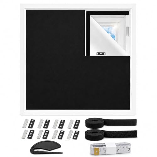 Blackout Curtains 39" x 57" - No Drill, Magnetic & Velcro Design