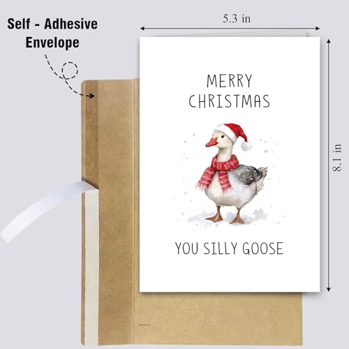 Funny Goose Christmas Card for Boyfriend Girlfriend — Variation #025, 8 x 5.3 inches, Blank Inside, RYYike