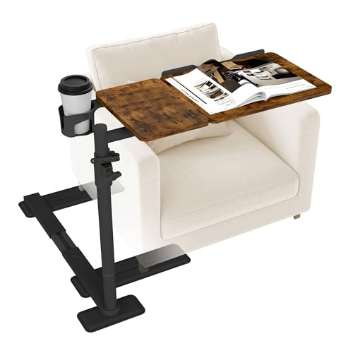 Adjustable Swivel Side Table for Recliner, Tilting Laptop Desk