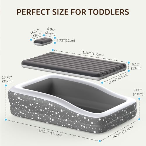 Deeteck Toddler Inflatable Air Mattress with Safety Rails & Built-in Pump