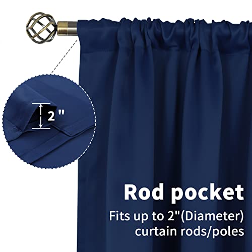 Short Blackout Curtains 45" Length - Thermal Rod Pocket Drapes, 2 Panels