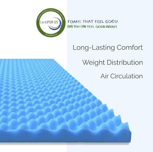 Egg Crate Foam Mattress Topper for Pressure Relief & Support - King