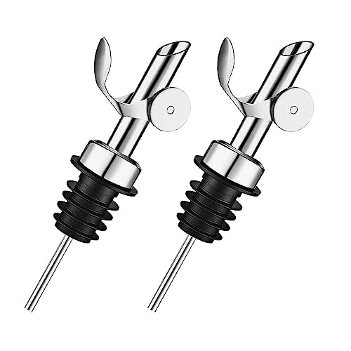 Auto Flip Liquor & Olive Oil Pour Spout - 2 Pack Stainless Steel Bottle Pourers