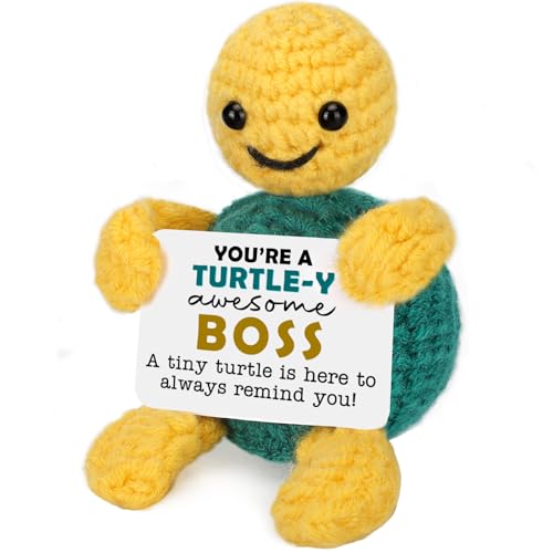 Handmade Crochet Turtle Boss Gift - Cute Desk Decor for Office Appreciation