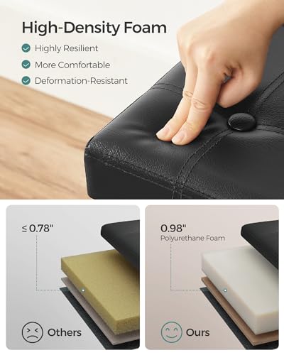 15-Inch Collapsible Storage Ottoman Cube with Handles, Synthetic Leather