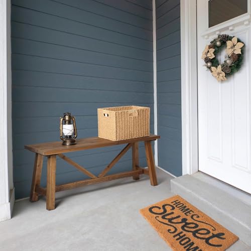 43-Inch Solid Wood Farmhouse Bench, Rustic Narrow Entryway Seat