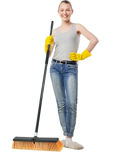 18-Inch Heavy-Duty Outdoor Push Broom with 60-Inch Long Handle