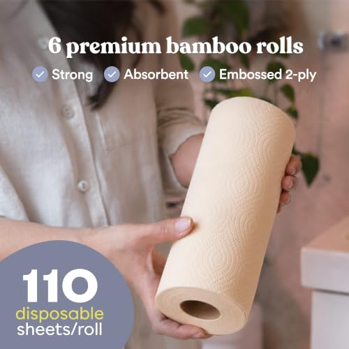 Natural Bamboo Paper Towels - 8 Rolls, 2-Ply Select-a-Size Sheets