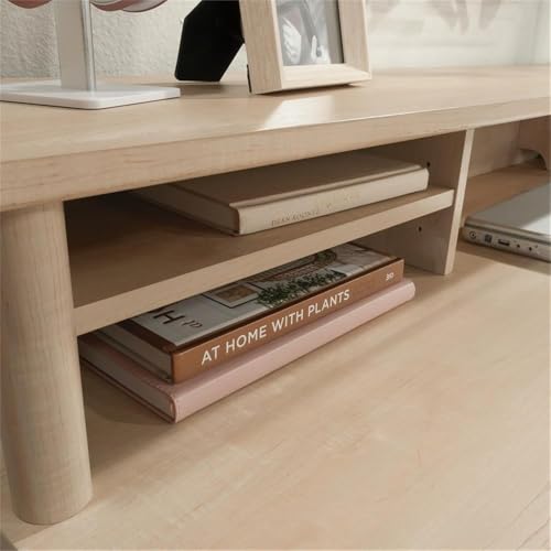 Natural Maple Desk Organizer Hutch with Adjustable Shelves