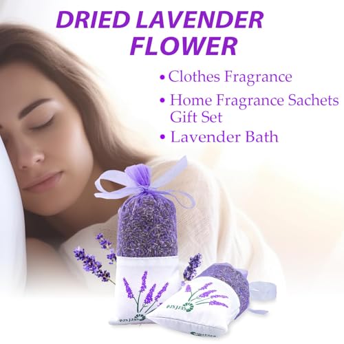 8-Pack Natural French Lavender Sachets for Closets, Drawers, and Cars