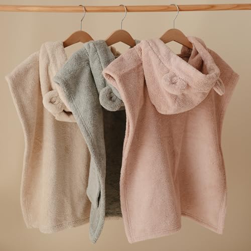 Organic Cotton Toddler Poncho Towel with Hood - Blush, Ages 1-3