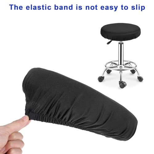 Round Bar Stool Covers - 2 Pcs Black High Elastic Slipcovers for 11-14 in Stools