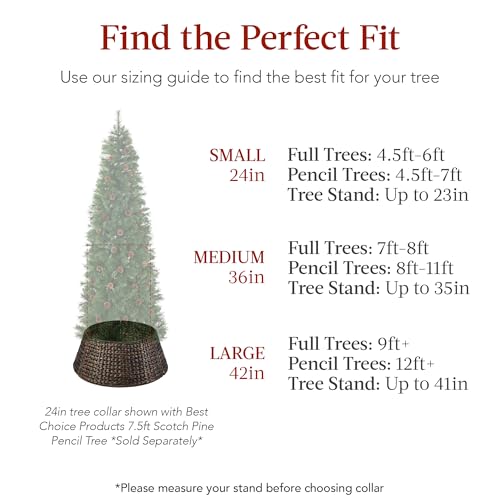 42-Inch Woven Hyacinth Christmas Tree Collar - 4-Piece Rattan Tree Skirt