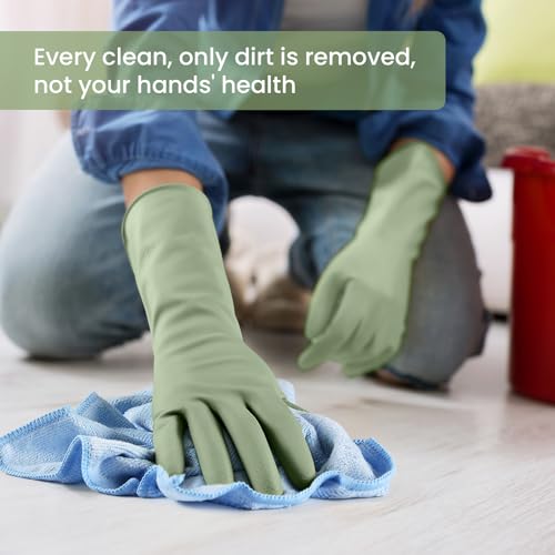 Reusable Rubber Dishwashing Gloves with Flocked Lining (4 Pairs) - Size M