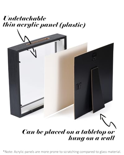 8x8 Inch Shadow Box Display Frame with Top Slot for Memorabilia and Photos