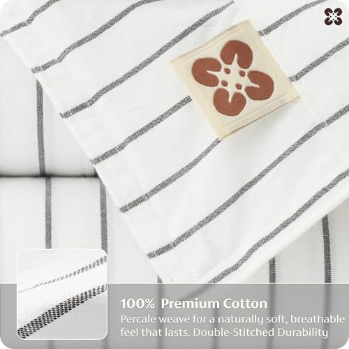 100% Washed Cotton Striped Duvet Cover Set - King Size (3-Piece)