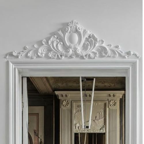 Large French Country Door Pediment Molding, 47-Inch Floral Wall Decor