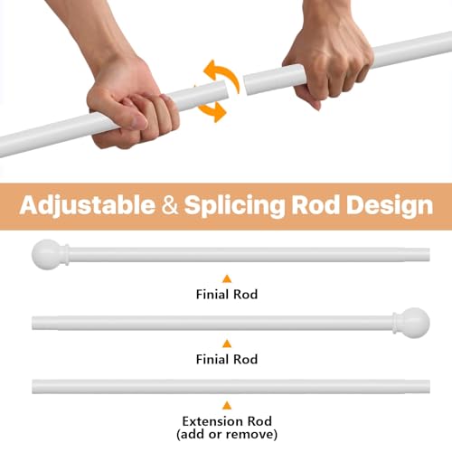 Adjustable White Curtain Rod 28 to 48 Inch - Heavy Duty 5/8" Drapery Rod