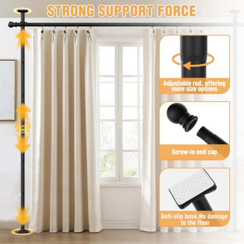 Adjustable Room Divider Tension Rod, No-Drill Floor-to-Ceiling Curtain Stand