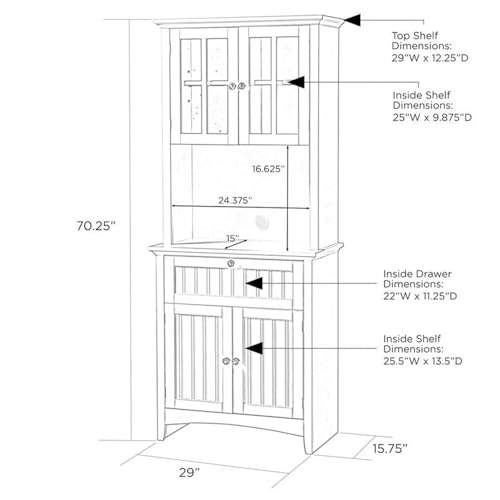 Black Kitchen Buffet with Hutch and Glass Doors